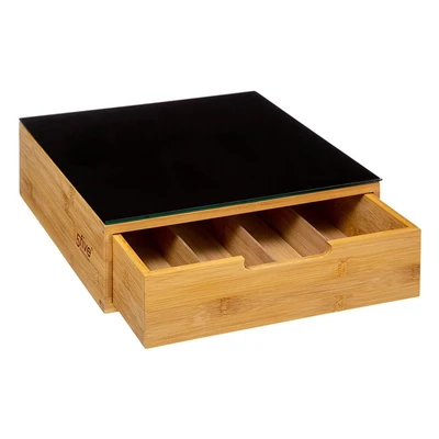 Imagen de Cajonera De Almacenamiento Para Cápsulas Café Bambú/negro