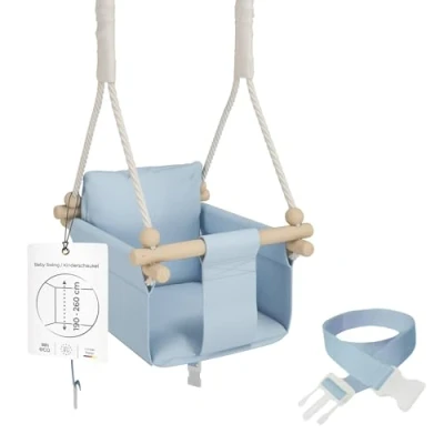 Imagen de MAMOI® Columpio niños + Cinturón de Seguridad 190 260cm Ajuste la Altura del Techo Infantil Interior Exterior Columpios Infantiles niño CE 100% Eco Hecho en UE