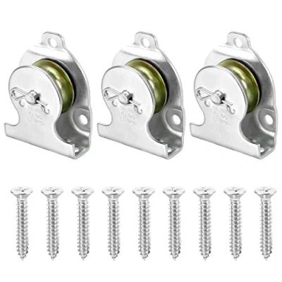 Imagen de Jubaopen 3PCS Polea Pared Simple Rodamiento Fija Techo Gimnasio Giratoria con 9PCS Tornillos para Máquinas de Poleas, Equipos Fitness 190kg 40mm Diametro