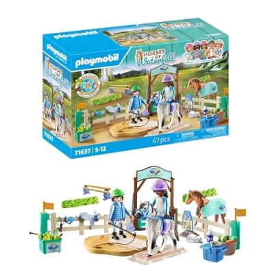 Imagen de PLAYMOBIL Horses of Waterfall 71637 Escuela Moderna de equitación, Incluyendo una Plataforma Lunging móvil, un Caballo y Accesorios, Juguetes sostenibles para niños niñas a Partir 5 años
