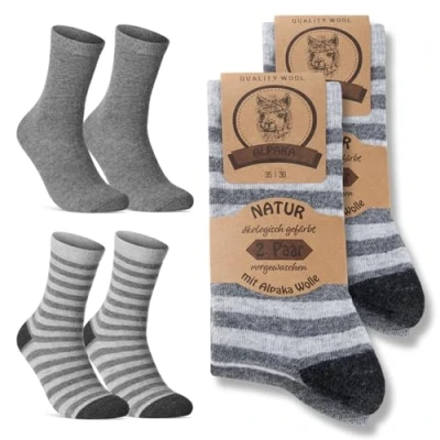 Imagen de 4 pares de calcetines alpaca para hombre y mujer, invierno cálidos lana, gris, 35 38