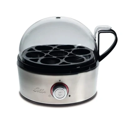 Imagen de Solis Egg Boiler &amp; More 827 Cocedor de Huevos para 7 con Ajuste dureza Cocina y Vapor Bandeja 2 Cuencos Acero Inoxidable