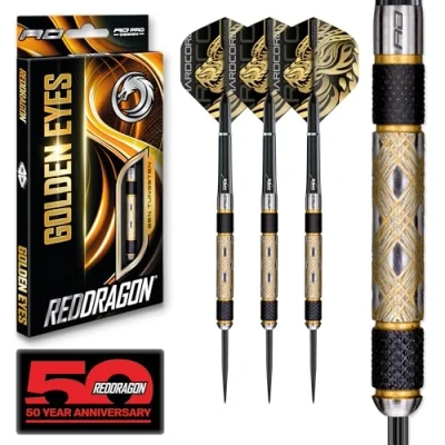 Imagen de RED DRAGON Golden Eye 22g Dardos de Tungsteno Punta Acero con Plumas y Eje