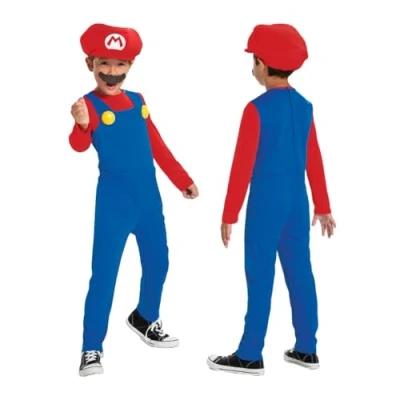 Imagen de Super Mario Disfraz Oficial Incluye Bigote y Gorro Talla S de 4/6 Años