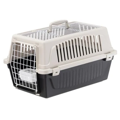 Imagen de Ferplast Transportín Gato, Perro Pequeño y Gatos hasta 8 Kg, Techo Abrible, con Cojín Comedero, Ranuras de Ventilación, 37 x 58 h 32 cm, Mascotas Rígido Atlas 20 Open