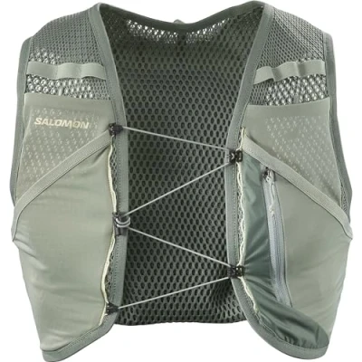 Imagen de Salomon Active Skin 4 No Flasks Chaleco de Hidratación Trail Running Senderismo MTB Unisexo, sencilla, Ajuste preciso, Almacenamiento optimizado, Verde, XL