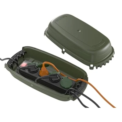 Imagen de D Line, Caja de organización Cables, Unidad Resistente a la Intemperie para Extensiones, Certificación IP54 290mm (Largo) x 125mm (Ancho) 110mm (Alto) Verde