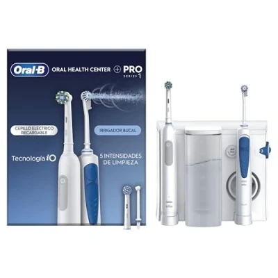 Imagen de Centro de higiene dental Oral B Irrigador + Cepillo dientes eléctrico Pro 1, 5 modos, Tecnologia 3D, Blanco