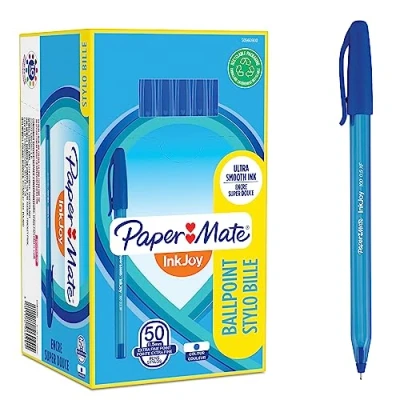 Imagen de Paper Mate Bolígrafo con capuchón punta ultrafina (0,5 mm) azul caja de 50