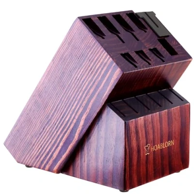 Imagen de Chefhoablorn Tabla de cortar y bloque Soporte cuchillos universal para cocina con afilador incorporado, 15 ranuras encimera cocina, sin cuchillos.