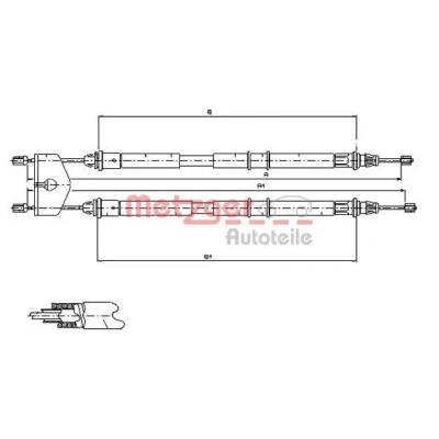 Imagen de METZGER 11.5453 Cable de Freno Mano posterior 1445/1257+1305/1116 Tambor COFLE FORD: FIESTA 5