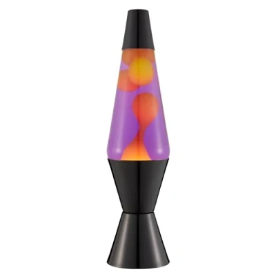 Imagen de LAVA® Lámpara 2323, cera amarilla, líquido morado, base y tapa negro, original de 14,5 pulgadas. movimiento marca