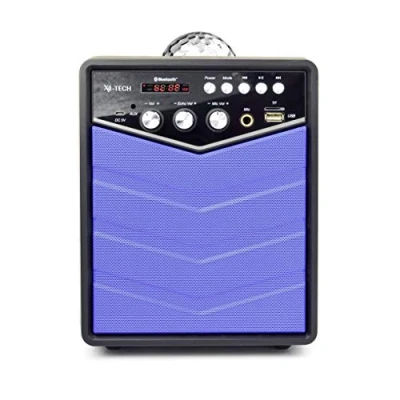 Imagen de X4 TECH Rockstar Altavoz portátil Sistema de sonido móvil Karaoke Bola discoteca para fiestas (USB, SD, función eco, batería recargable