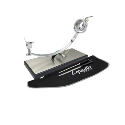 Imagen de FERRETERIA LEPANTO jamonero Profesional Giratorio y basculante, Soporte con Base de DM mas Lamina Acero Inoxidable Modelo Serrano (Set Negro)