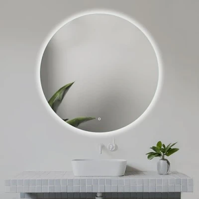 Imagen de Home Glow Venti 80cm Espejo de baño Redondo con Luces LED, LED Interruptor táctil, Circular retroiluminada en Blanco Natural.