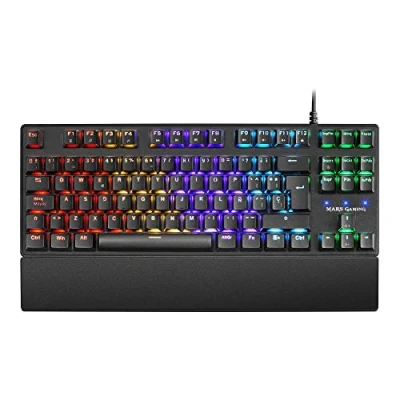 Imagen de MARSGAMING MKXTKLBES, Teclado Mecánico Ultra compacto TKL RGB, Reposamuñecas, Switch OUTEMU SQ Azul, Idioma Español