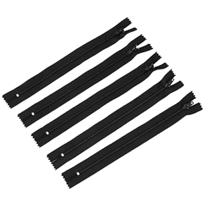 Imagen de Trimz 20 cm ( 8 Pulgadas) Negro de una vía Cierre Final con Dientes 4 mm 5 Piezas, Poliéster,
