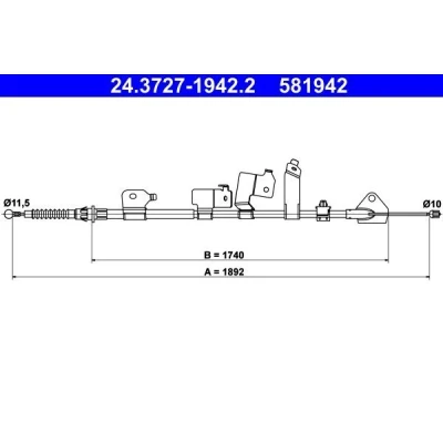 Imagen de ATE 24.3727 1942.2 Cable de Freno Mano 1892 TOYOTA: Auris Hatchback
