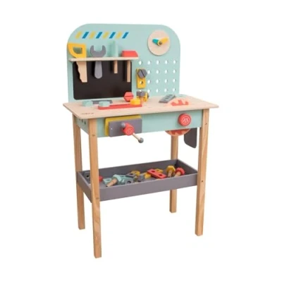 Imagen de Owl &amp; Fox Banco de Trabajo Madera, Taller Herramientas simulación y Juego, con Sierra, Llave, Martillo, Tornillos Accesorios, Juego rol para niños a Partir 3 años, sostenible,