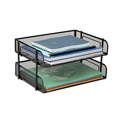 Imagen de Mind Reader 2 bandejas apilables para cartas, escritorio, soporte documentos, almacenamiento de revistas, organizador archivos escritorio