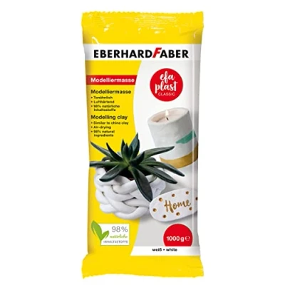 Imagen de Eberhard Faber 570101 Pasta de modelar blanca secado al aire, 1 kg EFA Plast clásica a base arcilla