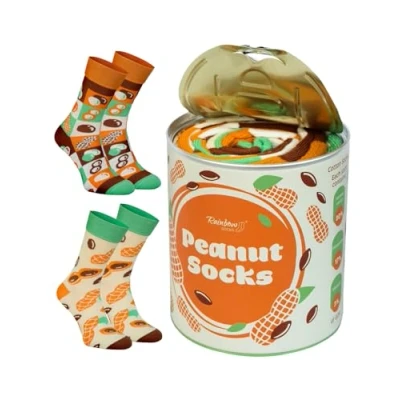Imagen de Rainbow Socks Hombre Mujer Calcetines in Box Caja De Mani Peanut 2 Pares Talla 41 46