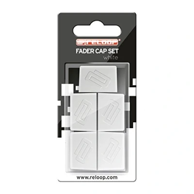 Imagen de Reloop Fader Cap Set white 5 tapones de fader, Recubrimiento goma para un agarre firme, Compatible con la mayoría los mezcladores y controladores DJ, blanco