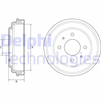 Imagen de DELPHI BF546 Tambor de Freno sin anillo sensor ABS, cojinete rueda 222 HYUNDAI: Atos