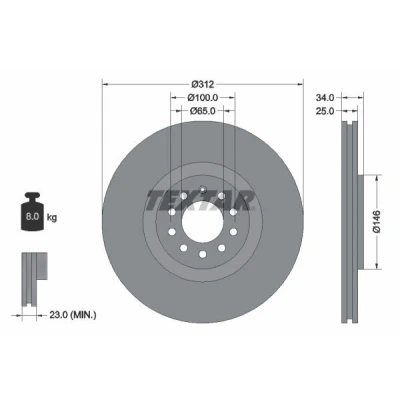 Imagen de TEXTAR PRO+ 92098505 Disco de freno SEAT: Leon I Hatchback, Ibiza 3, Toledo 2 Limousine, VOLKSWAGEN: Golf 4, Polo IV 4 Variant