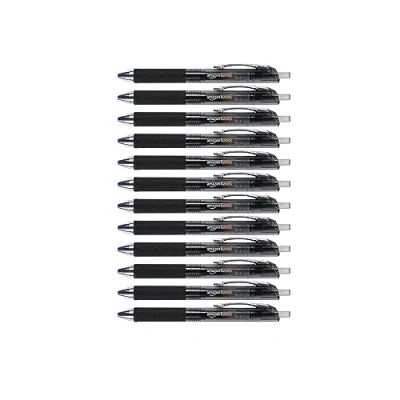 Imagen de Amazon Basics Bolígrafos de gel retráctiles, punta fine (0,7 mm), paquete 12 unidades, Black