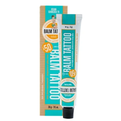 Imagen de Balm Tattoo Sunblock 75+ Vegan Crema Solar para Tatuajes de 30 g Alta protección UVA + UVB con SPF 50+ Hidrata y Regenera la Piel Sin Parabenos ni Colorantes