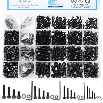 Imagen de Homtone 1220pcs M2 M3 M4 M5 Tornillos de Cabeza Hexagonal Acero Inoxidable 304, Juego y Tuercas con Tuerca Allen Tornillos, Llaves Hexagonales (Cabeza enchufe)