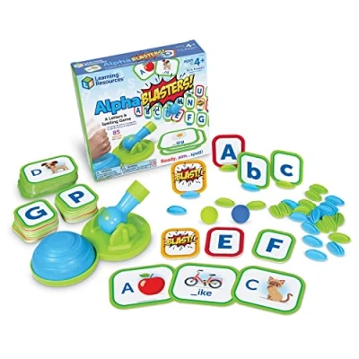 Imagen de Learning Resources Alphablasters! el Juego de ortografía para Aprender Las Letras, Juegos didácticos Interiores, abecedario Juguetes niños pequeños y Preescolar, 85 Piezas, 4+