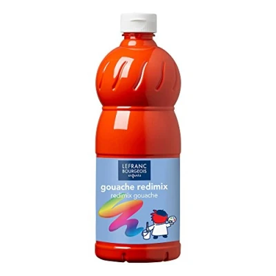 Imagen de Lefranc Bourgeois Educación, gouache líquida Redimix, témperas para niños, 1L bermellón, pinturas niños y manualidades