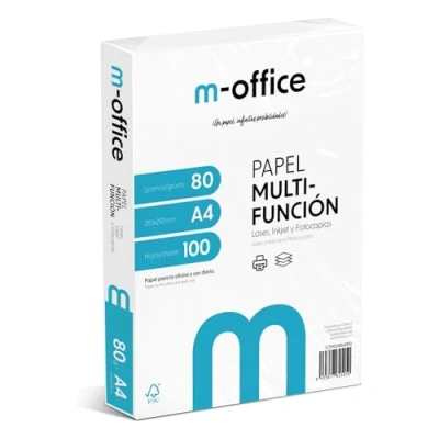 Imagen de Paquete Folios A4 80gr, de 100 hojas, Papel Multifunción para Impresora Inkjet y Láser, Hojas 210 x 297 mm Ideales la Oficina como el Hogar · m office (100 hojas)