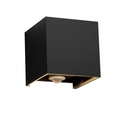 Imagen de Klighten Aplique de pared con sensor movimiento, 12W exterior/interior haz luz ajustable, 3000K blanco cálido, Lámparas Ip65 sensor(Negro)
