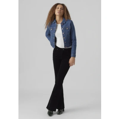 Imagen de Vero Moda Vmluna LS Slim Dnm Jacket Mix Ga Noos Chaqueta, Azul Medio (Mezclilla Medio), L para Mujer