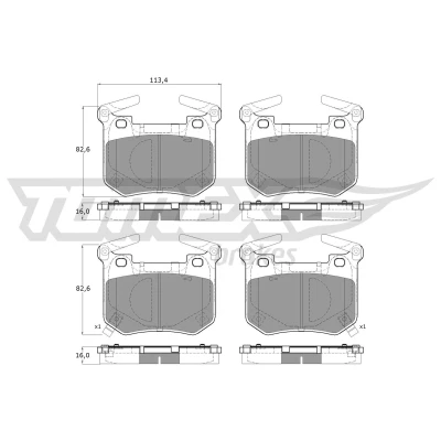 Imagen de TOMEX brakes TX 60 14 Juego de pastillas freno Eje trasero con contacto avisador desgaste accesorios, pesos equilibrio