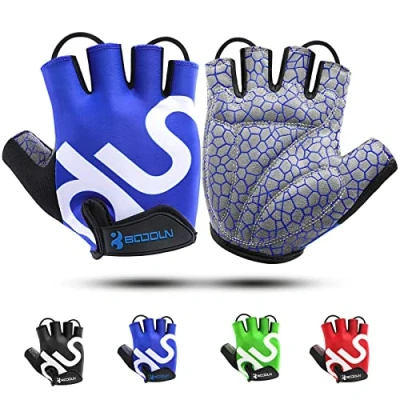 Imagen de KONVINIT Guantes de Bicicleta Medio Dedo Negro SBR Acolchado Absorción Impactos Adecuado para Todos Los Deportes Azul M by