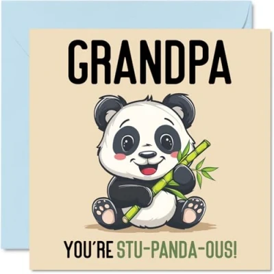 Imagen de tarjetas de cumpleaños para abuelo, Stu Panda ous, divertida tarjeta feliz abuelo parte nieto, nieta, regalos cumpleaños, felicitación broma 145