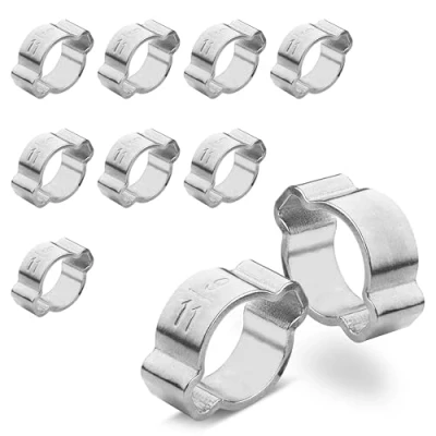 Imagen de Poppstar 10 pzas. Abrazaderas para manguera con doble oreja, Ø alcance de sujeción 9 11 mm, dos orejas/Bridas orejas acero inoxidable