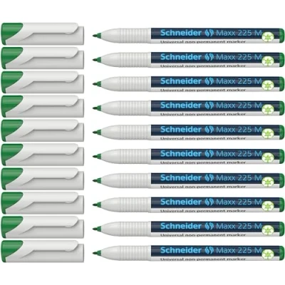 Imagen de Schneider Maxx 225 M Rotulador universal (no permanente, borrado en húmedo, 1,0 mm, 10 unidades), color verde