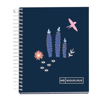 Imagen de Miquelrius Cuaderno A7, 100 Hojas de 70 g/m², Rayado horizontal 7 mm, 4 Franjas colores, Sin taladros, Cubierta rígida, Colección Desert