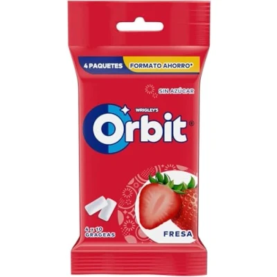 Imagen de Orbit Chicle sin Azúcar con Sabor A Fresa, Pack de 4 x 10 Unidades