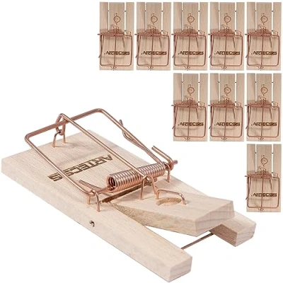 Imagen de ARTECSIS Juego De Las 10 Ratoneras Maderas con Cebo, Trampas Ratones, Gran Poder Impacto, Fuerza, Fácil manejo, Cazar Ratones Eficientemente, White