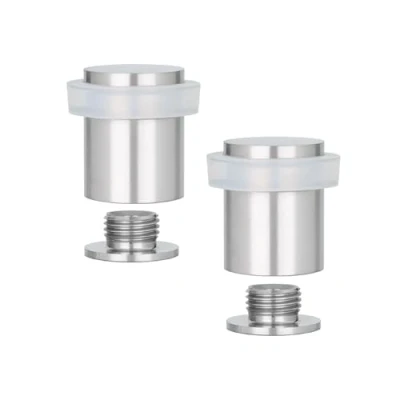 Imagen de EVI Herrajes Pack 2 Topes de Puerta 25 x 27 mm Base Roscada Goma Blanca Acero Inoxidable Incluye Tornillo + Taco Sujeción Mod. 040811BCBAM