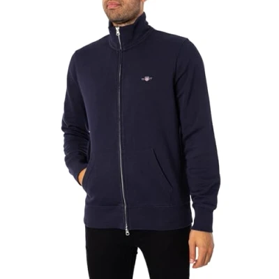 Imagen de GANT Reg Shield Full Zip Sweat Sudadera con Logotipo Cremallera, Evening Blue, 5XL para Hombre