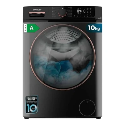 Imagen de Cecotec Lavadora 10Kg Carga Frontal Bolero DressCode 10610 Inverter Steel A. 1400 RPM, Steam Max, Motor Plus, 15 Programas, OnSmart, Smooth Wash, Stop&amp;Go, Goma Antibacteriana, Drum Clean