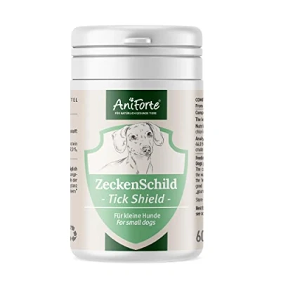 Imagen de AniForte Tick Shield para Perros (hasta 10 kg) 60 cápsulas. Producto 100% Natural. Complejo de Vitamina B Que Actúa como Escudo Anti Garrapatas y Parásitos.