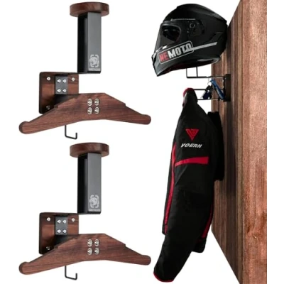 Imagen de OneTigris Soporte Casco Moto Pared Perchero, Perchero para Equipo táctico de Ciclismo fútbol Motocicleta (HT 2 Piezas)